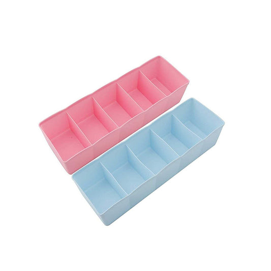 235 5-compartments Sockshandkerchiefunderwear Storage Box Socks Drawer Closet Organizer Storage Boxes (Pack Of 2)