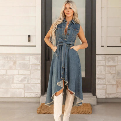 Cowboy dress, fashionable sleeveless, irregular personality