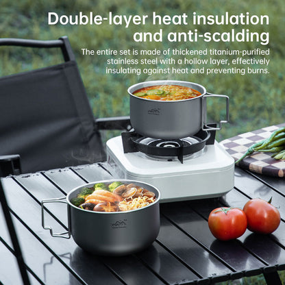 Titanium Alloy Camping Pot - Lightweight Collapsible Outdoor Cooking Pot