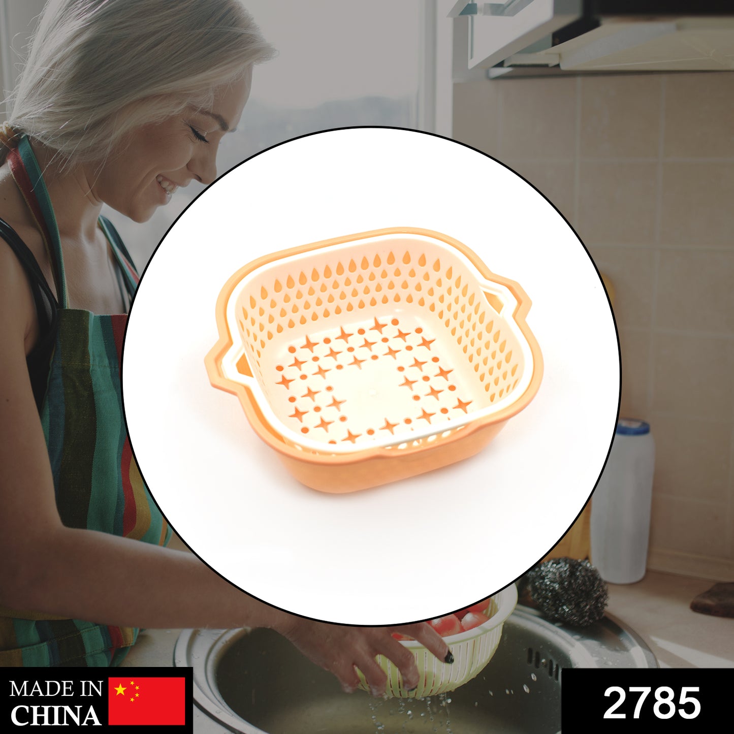 2785 2 In 1 Basket Strainer To Rinse Various Types Of Items Like Fruits Vegetables Etc.