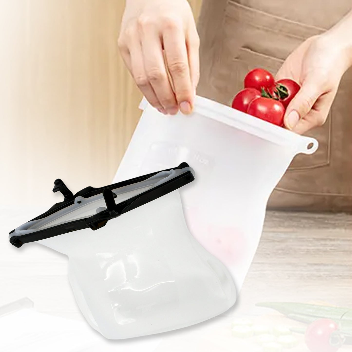 Reusable Silicone Food Storage Bag Set Leakproof Lock Reusable Flat Bottom Freezer Bags Sandwich Bags Silicone Food Grade Kids Snack Bags Bpa Free Microwave Dishwasher Safe (1 Pc)