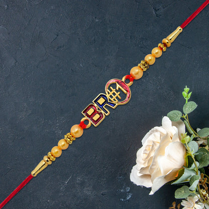 Bro 1 Rakhi With Golden Beads  Enamel Finish
