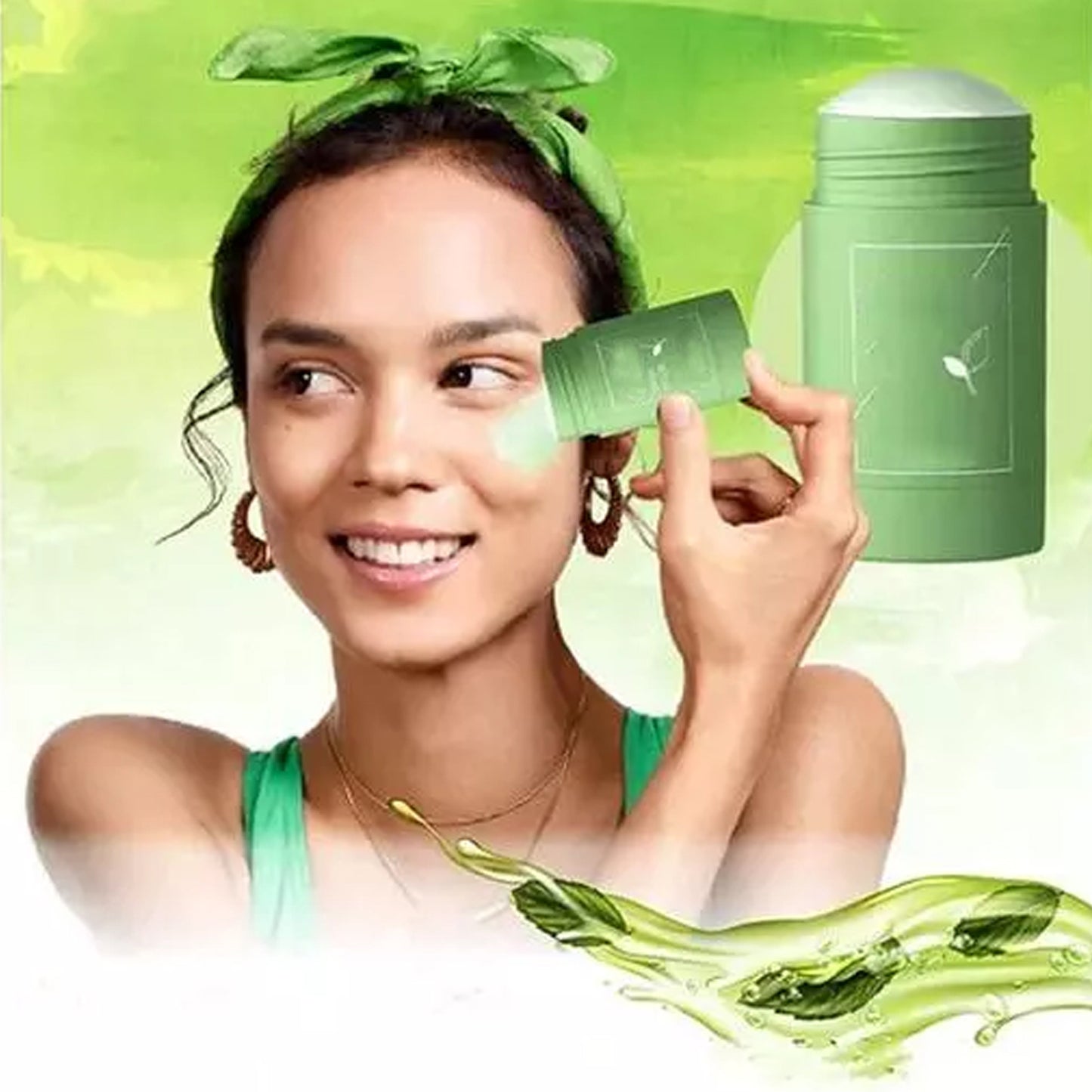 1205 Green Tea Purifying Clay Stick Mask Oil Control Anti-acne Eggplant Solid Fine Portable Cleansing Mask Mud Apply Mask Green Tea Facial Detox Mud Mask