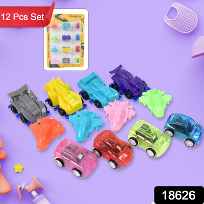 Mini Pull Back Car  Aeroplane Plastic Pull Back Car Cartoon Toys (12 Pcs Set)