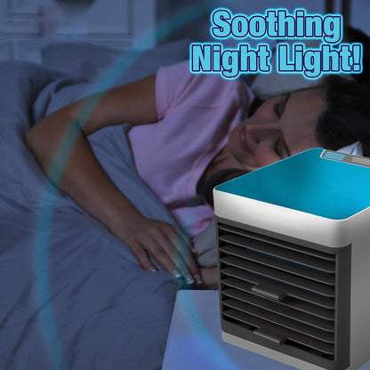 1464 Mini Portable Air Cooler Personal Space Cooler Easy To Fill Water And Mood Led Light And Portable Air Conditioner Device Cool Any Space Like Home Office