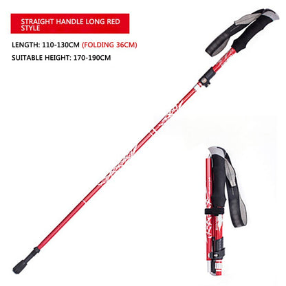 Alpine stick aluminum alloy folding ultra light and ultra short telescopic outdoor hand stick walking mountain with 5 poles