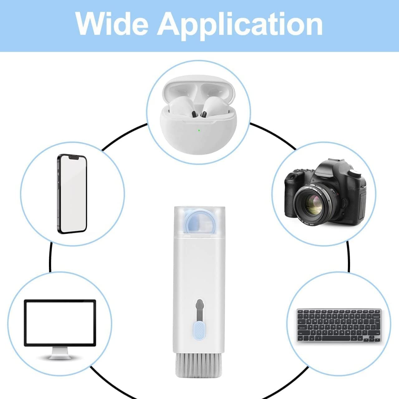 6462 7 In 1 Electronic Cleaner Kit Cleaning Kit For Monitor Keyboard Airpods Screen Dust Brush Including Soft Sweep Swipe Airpod Cleaner Pen Key Puller And Spray Bottle