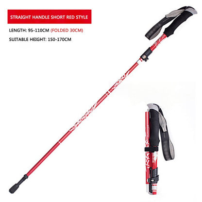 Alpine stick aluminum alloy folding ultra light and ultra short telescopic outdoor hand stick walking mountain with 5 poles
