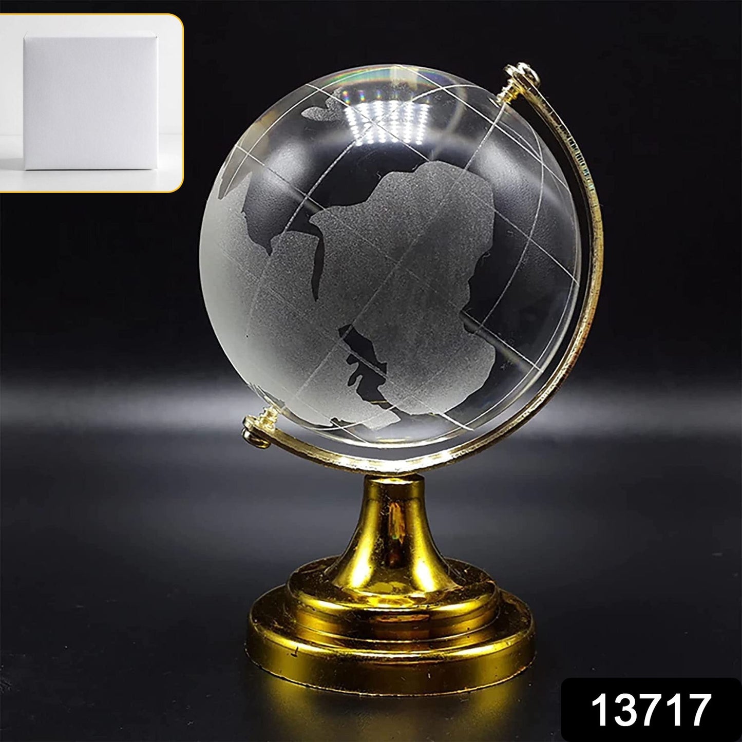 Crystal Globe  World Map 50 Mm With Golden Stand (1 Pc)