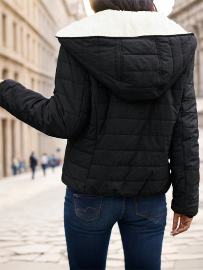 Black Casual Street Style Lightweight Warm Short Women Padded Coat