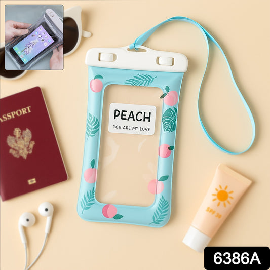 Waterproof Peach Transparent Mobile Pouch With Neck Strap (1 Pc)