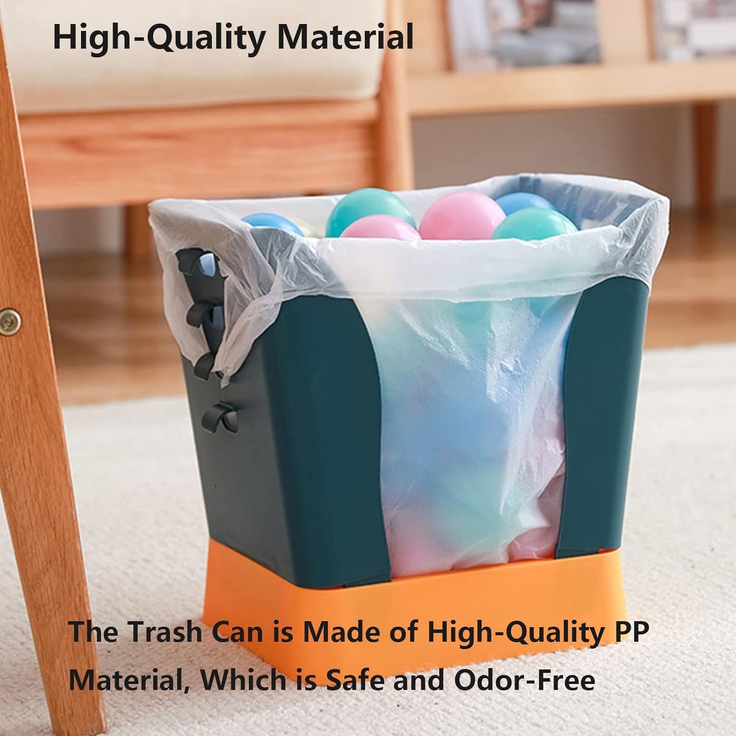 9451 Waste Bin Trash Can Waste Container Expandable Trash Can Plastic Trash Can Plastic Garbage Can Expandable Trash Bag Holder Large Capacity For Kitchen Bathroom Living Room Bedroom Outdoor (1 Pc)