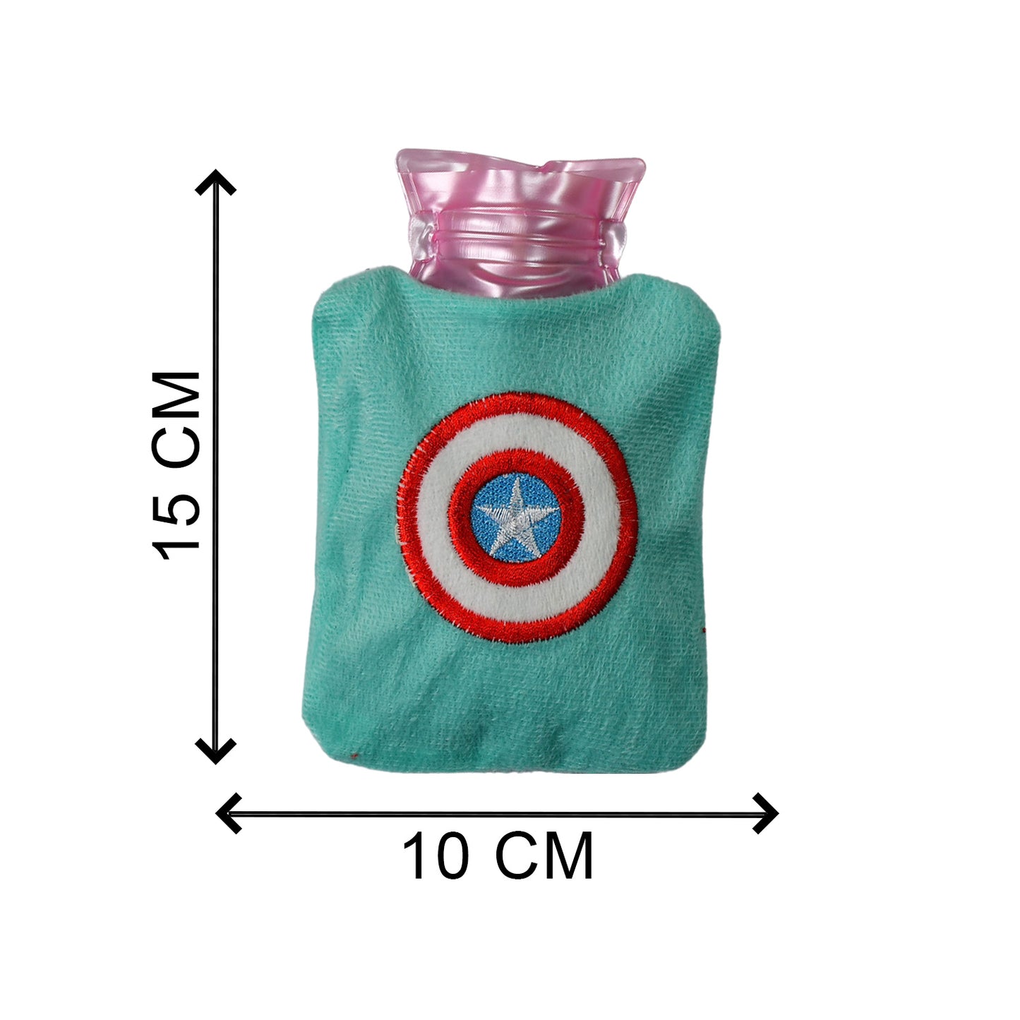 6517 Captain Americas Shield Small Hot Water Bag With Cover For Pain Relief Neck Shoulder Pain And Hand Feet Warmer Menstrual Cramps.