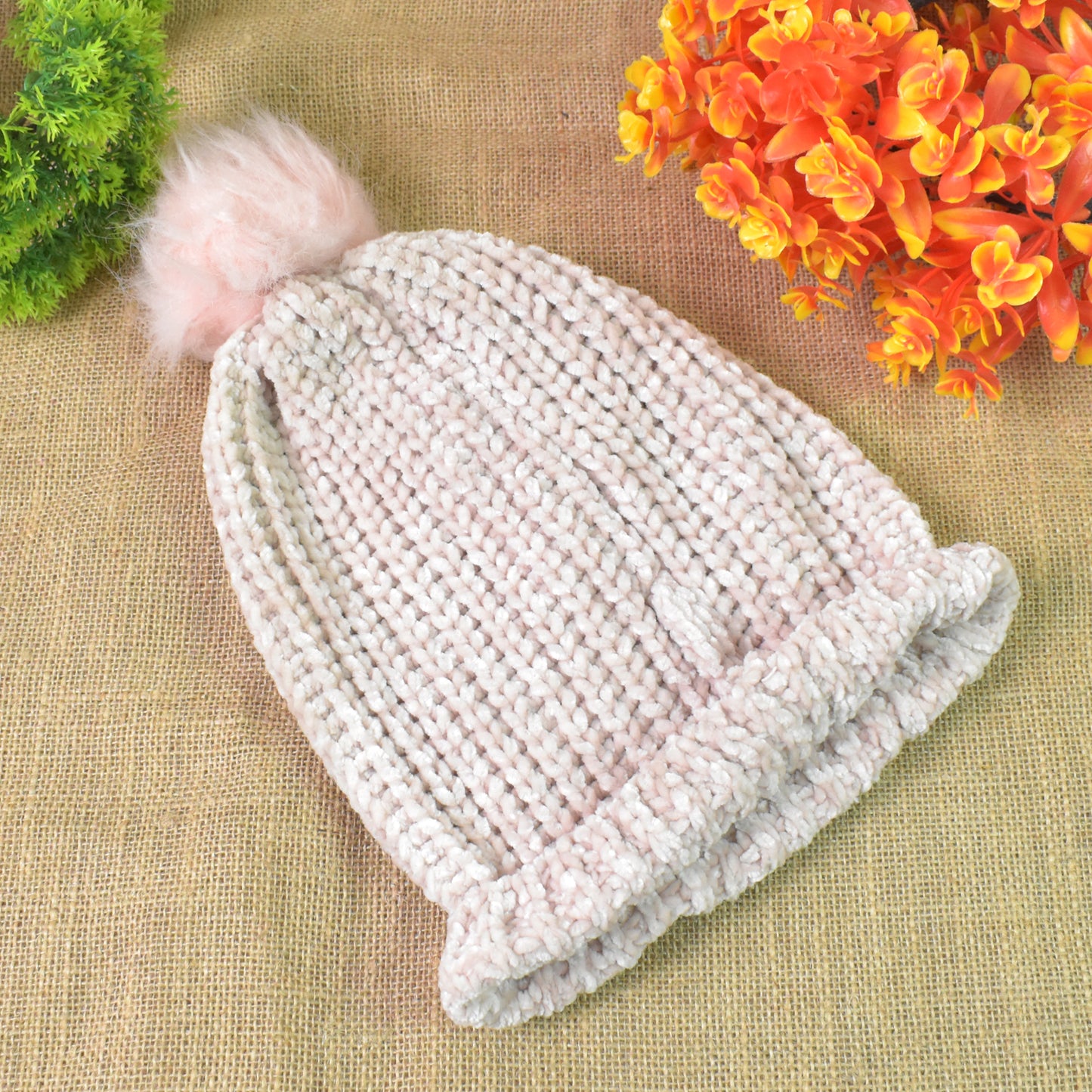 Soft Winter Cap Woolen Inside Fur Beanie Cap (1 Pc  Mix Design  Color)