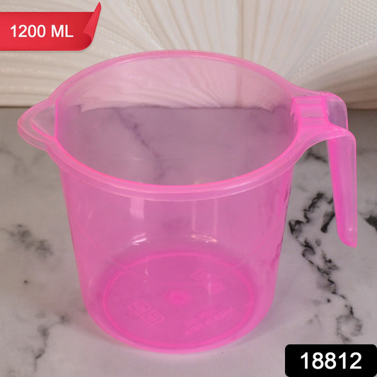 Plastic Round Transparent Bath Water Mug (1 Pc  1200 Ml  Mix Color)