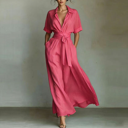Solid color waist slimming dress