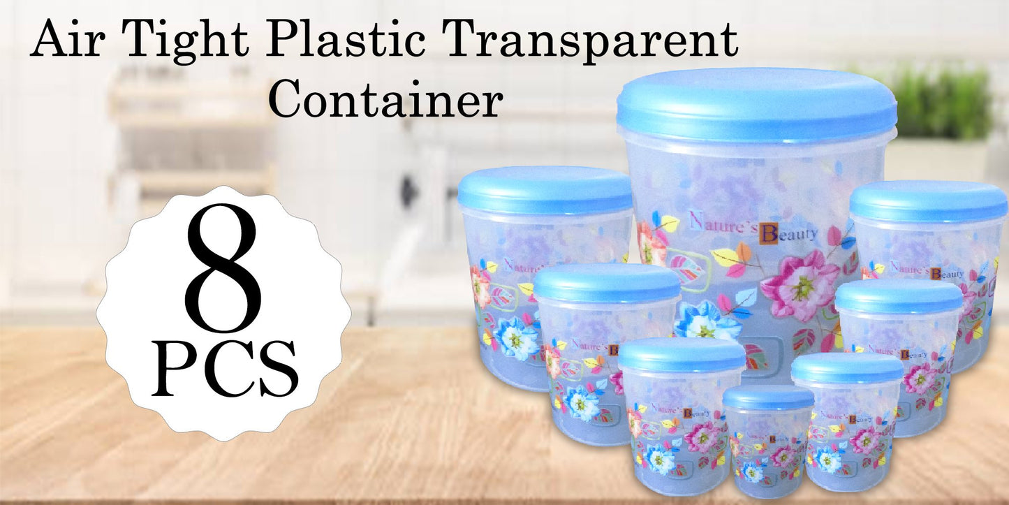 2448 Air Tight Plastic Transparent Container Set (10000ml 7000ml 5000ml 3000ml 2000ml 1000ml 750ml 500ml)