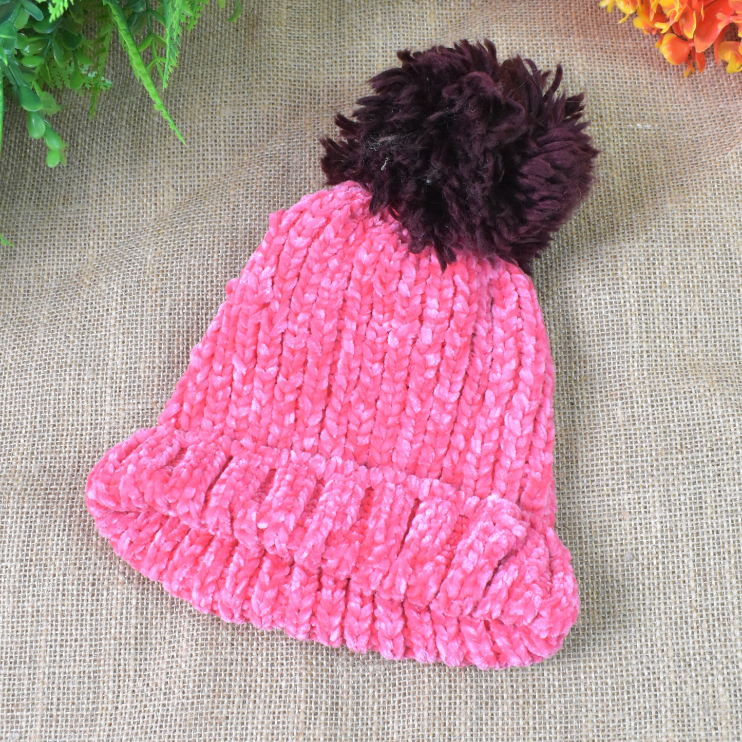 Soft Winter Cap Woolen Inside Fur Beanie Cap (1 Pc  Mix Design  Color)