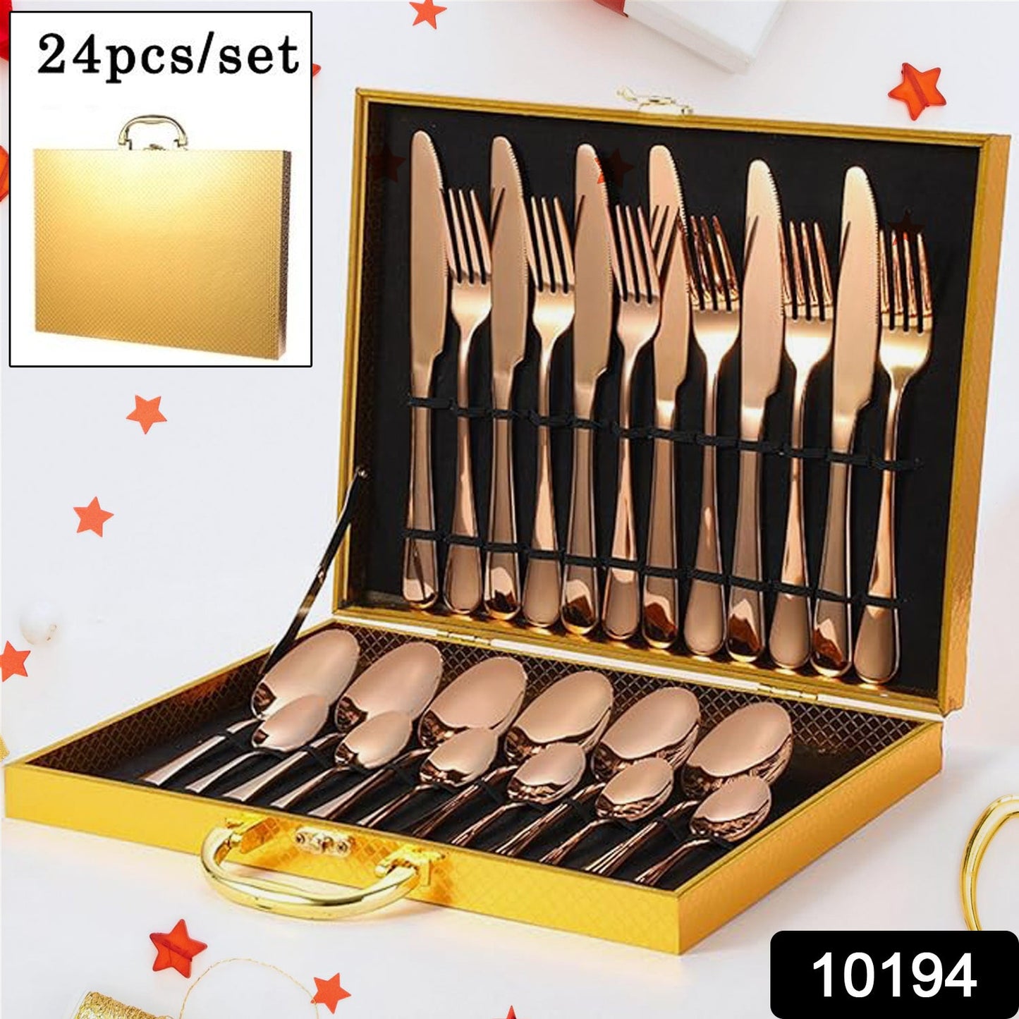 Kitchen Tableware  Flatware Sets Kitchen Forks Spoons With Gift Box (24 Pcs Set)