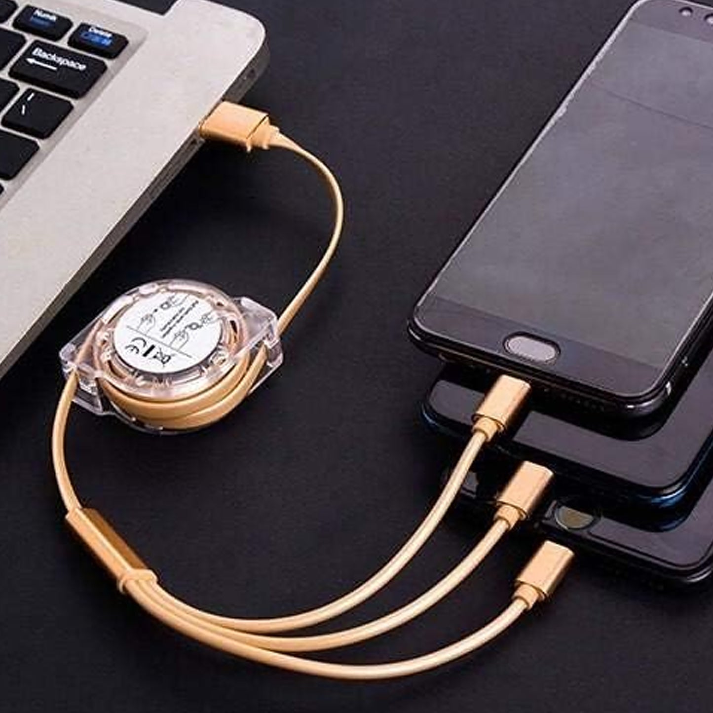 12835 Retractable Charger Charging Cable Micro Usb Cable 3 In 1 Multi Charging Cable Compatible With Phone  Type C  Micro Android Usb And Other Mobile Devices (1 Pc)