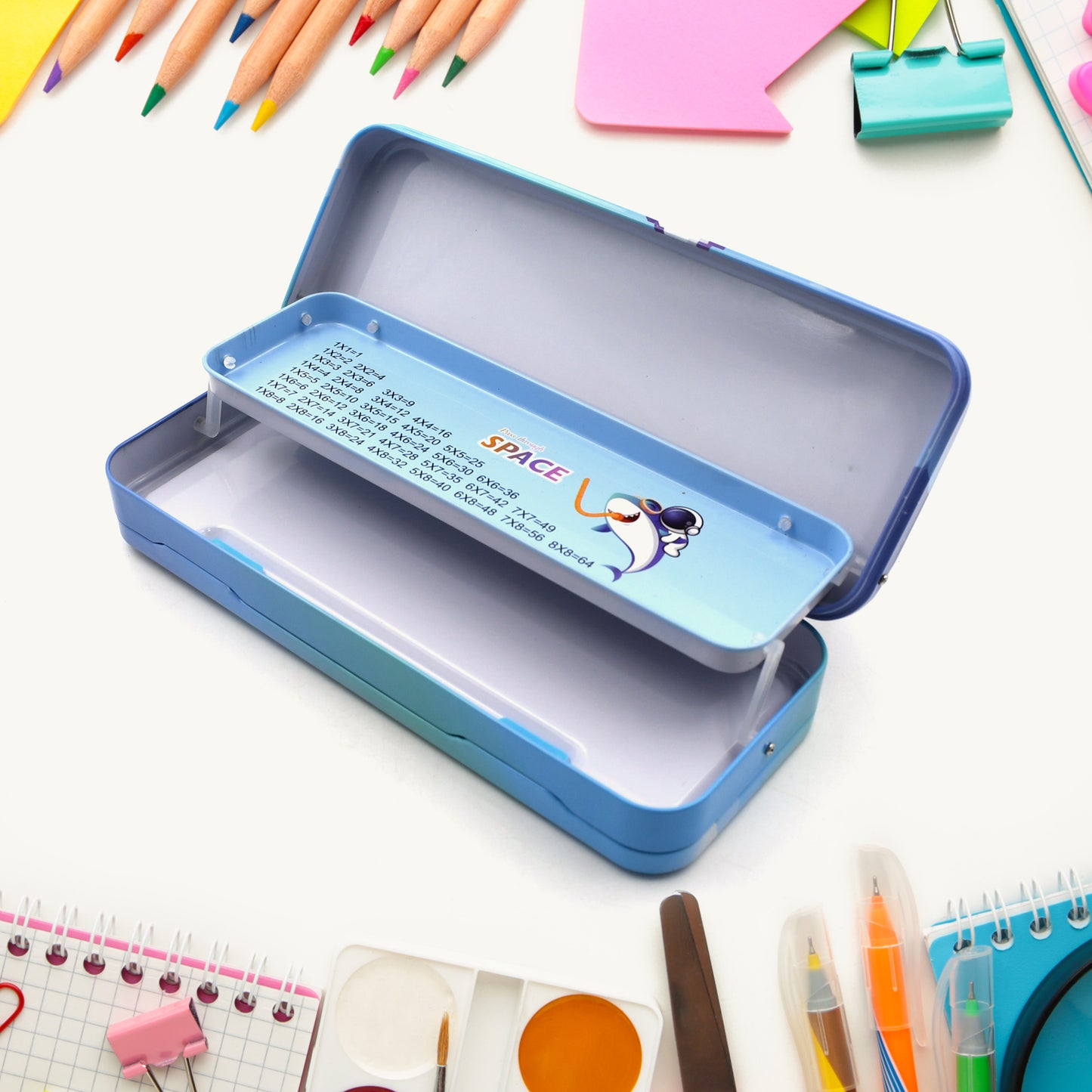 4563 Metal Pencil Box Pencil Case Double Compartment For Kids Stationery Compass Box Stationery Gift For School Kids Compass Pencil Box Birthday Return Gift For Kids