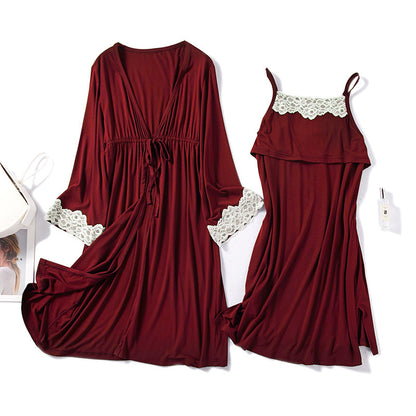 Modest Modal Postpartum Clothing Lightweight Pregnant Sleepwear Home Wear Fashion Dress Nursing Set Two-Piece Set