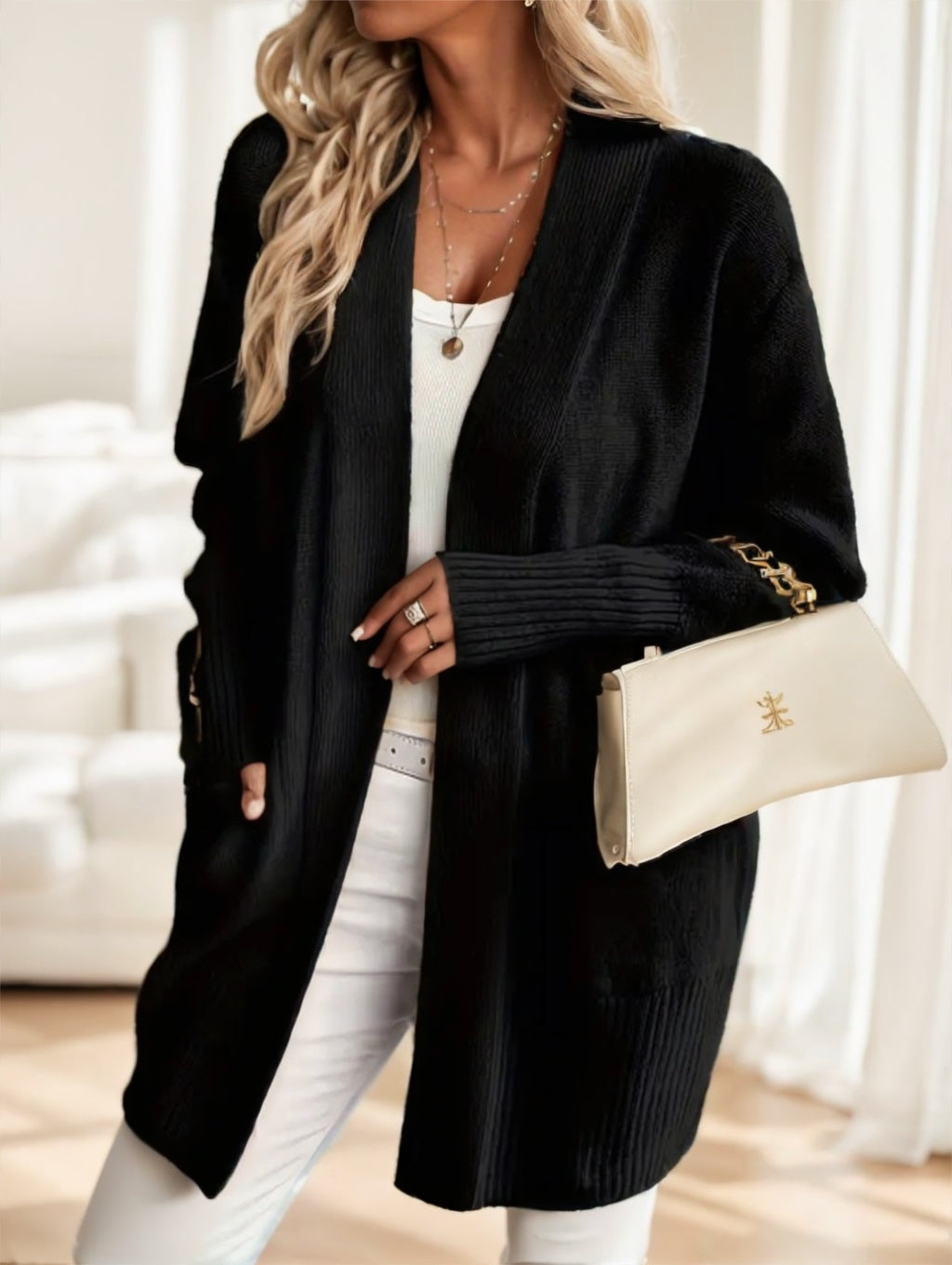 Women'S Cozy Knit Cardigan - Long Sleeve