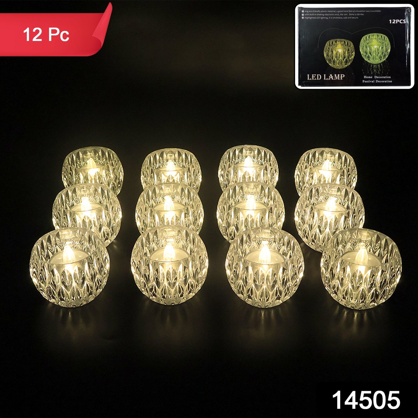 Set Of 12 Crystal Style Led Decorative Lamps  Candle