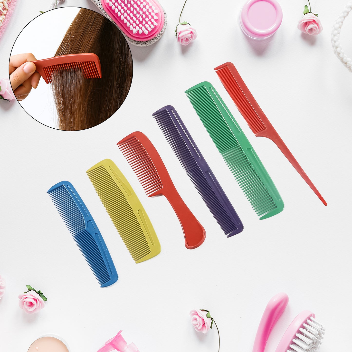 Assorted Styling Hair Comb - (6 Pc  Set)