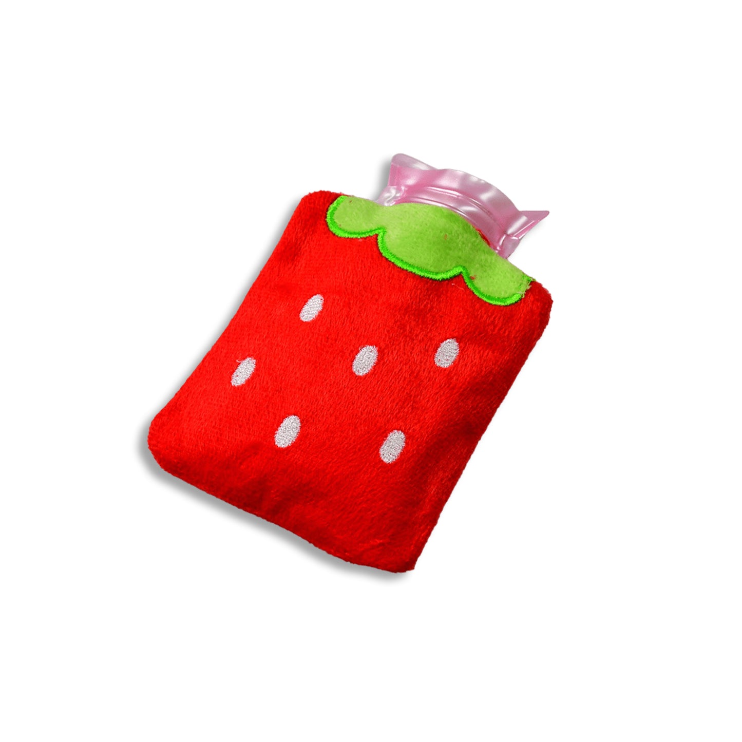 6516 Strawberry Small Hot Water Bag With Cover For Pain Relief Neck Shoulder Pain And Hand Feet Warmer Menstrual Cramps.