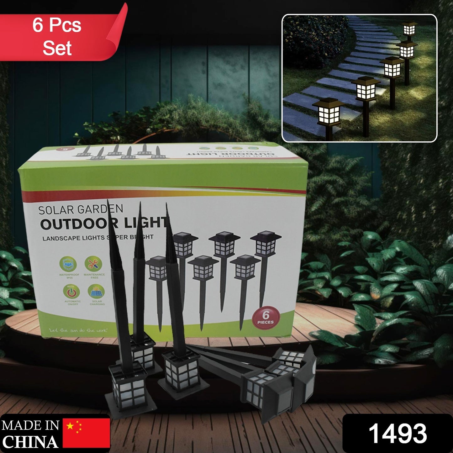 1493 Big Solar Outdoor Lights 6 Pack Waterproof Solar Pathway Lights 10 Hrs Long-lasting Led Landscape Lighting Solar Garden Lights Solar Lights For Walkway Path Driveway Patio Yard  Lawn (6 Pc Set)