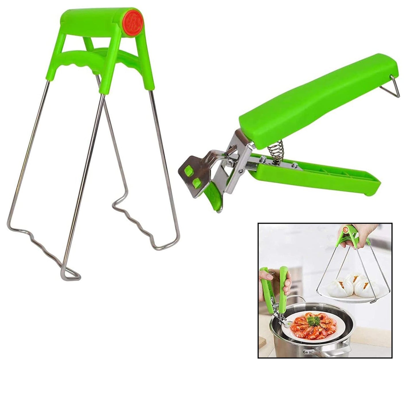 Kitchen Hot Plate Gripper Stainless Steel Bowl Clip (2 Pcs Set)