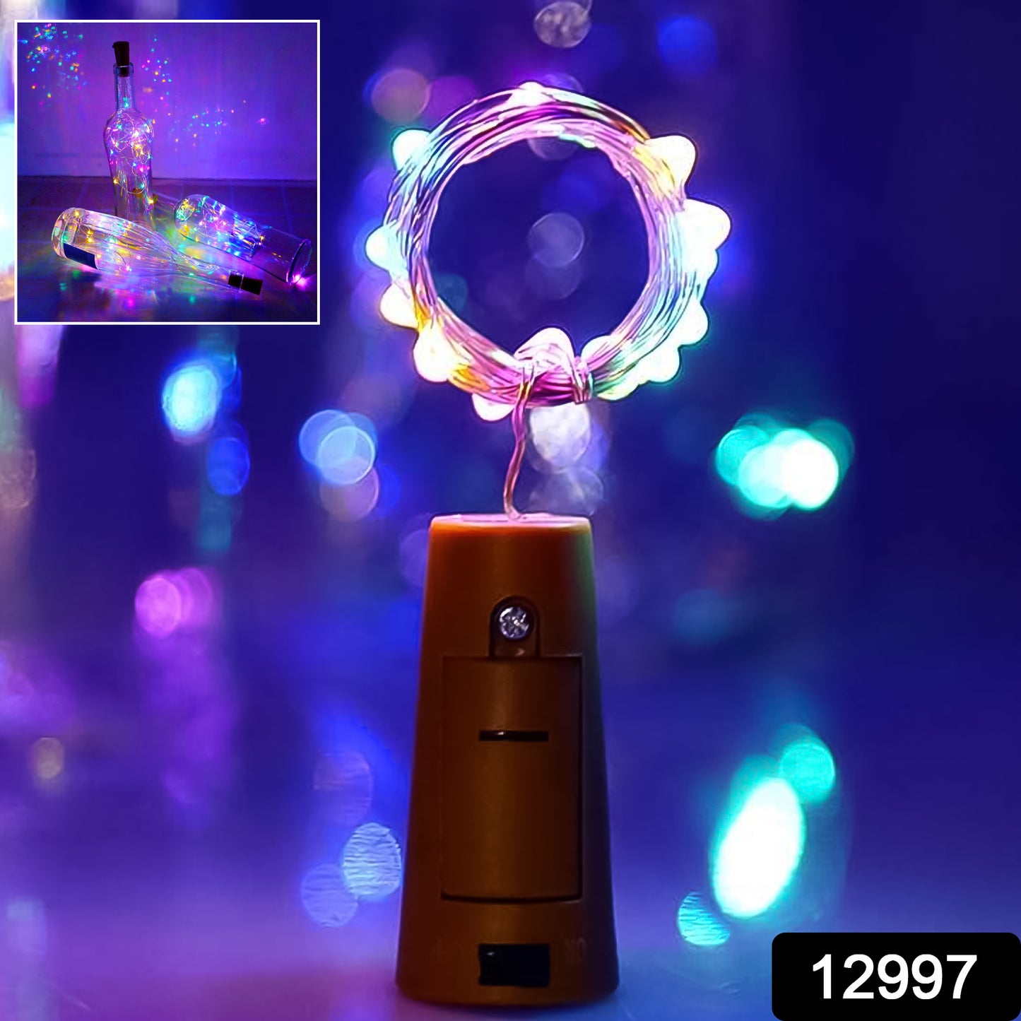 Wine Bottle Cork String Light  Multi Led  2m Cable Length Copper Wire Battery Operated (Multicolor Light  1 Pc)