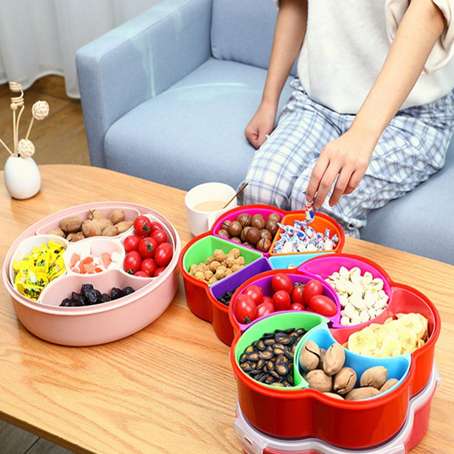 2863 5compartments Party Food Storage Snack Nuts Box For Peanuts Fruits And Candy Box For Home  Kitchen Use