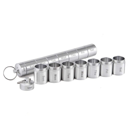 Sealed Waterproof 7 Days Split Aluminum Alloy Metal Medicine Box