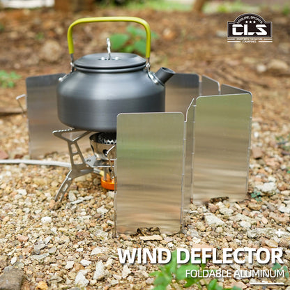 Outdoor Aluminum Alloy Windshield Stove Head Stove Windshield Folding Portable 9-Piece Mini Picnic Camping Equipment