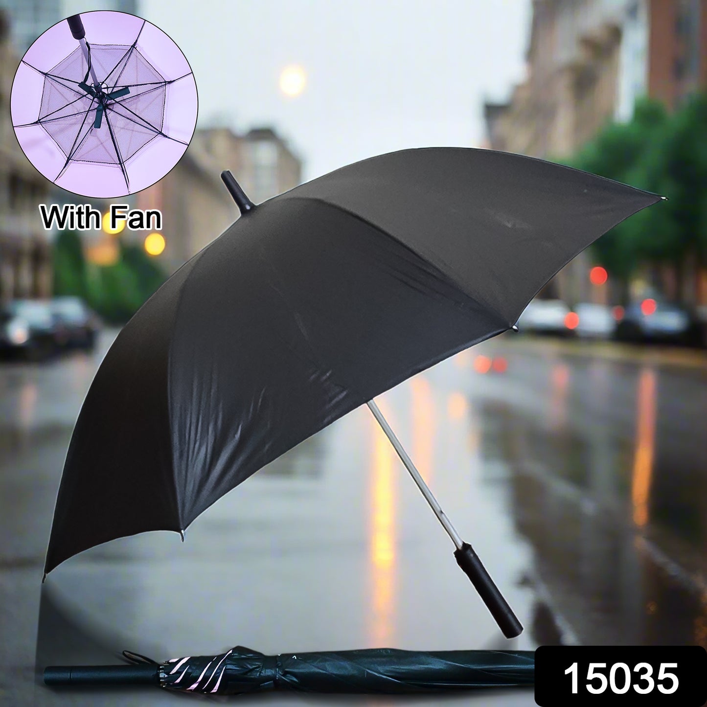 Sun Umbrella With Inside Fan  Power Bank Umbrellas For Summer (1 Pc)