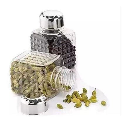 5504 All New Square 24 Bottle Design 360 Degree Revolving Spice Rack Container Condiment Pieces Set Square Small Container