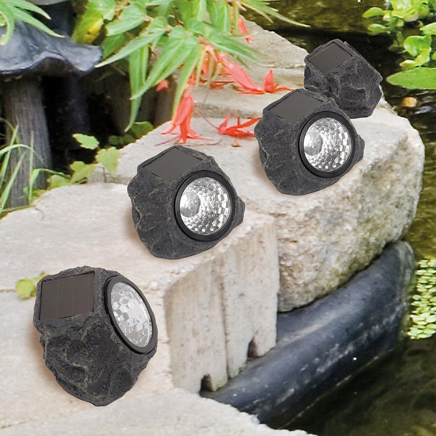 7577 Solar Powered Led Rock Light Solar Powered Led Spotlight Faux Stone For Pathway Landscape Garden Outdoor Patio Yard (1 Pc)