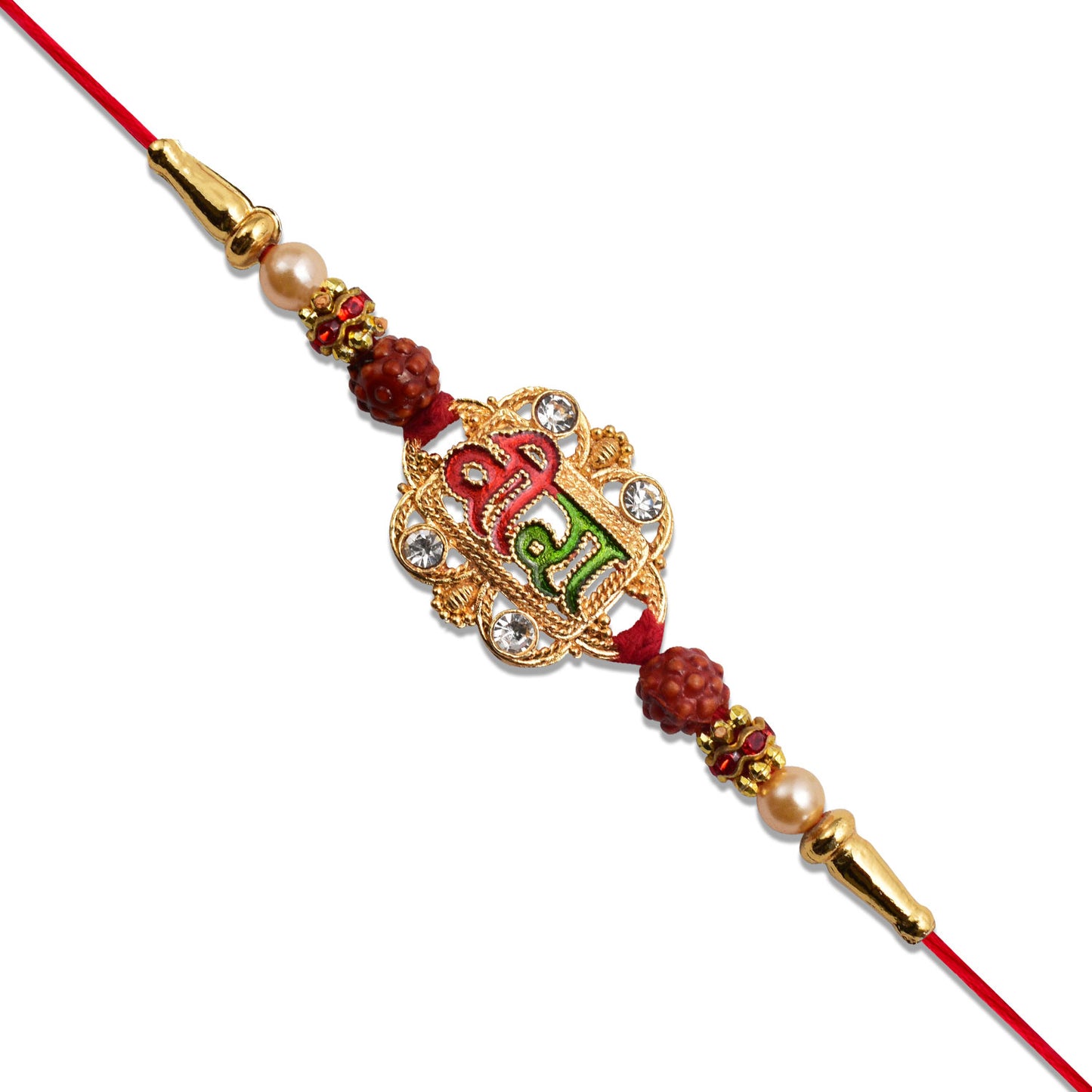 Veera Rakhi With Rudraksha  Stone Studded Frame
