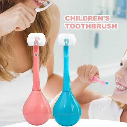 7327 Toddler Toothbrush - Soft Bristle Toothbrush - 3-sided Training Toothbrush With Silicone Head Inverted Cleaning Toothbrush For Aged 2-12 Childrens Cleaning (1 Pc)