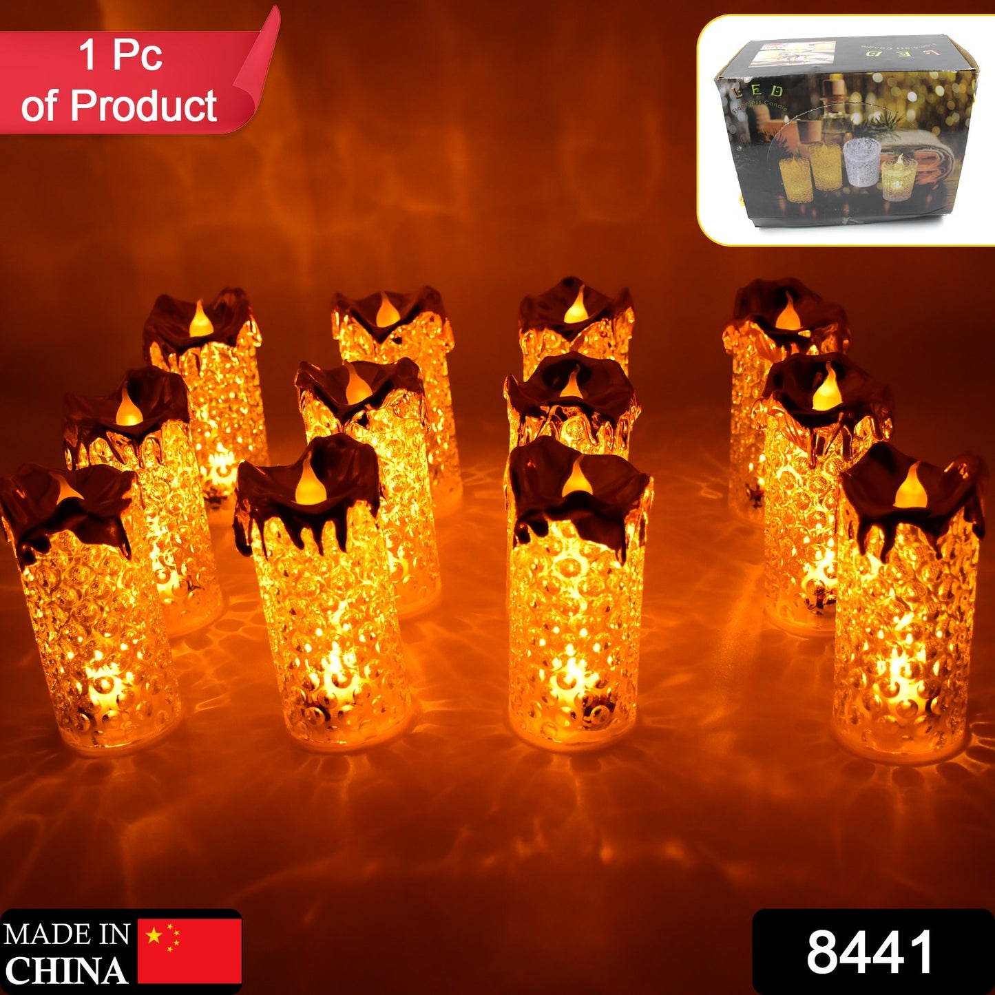 8441 Gold Flameless Candles Led Light Flameless And Smokeless Decorative Candles Led Tea Light Candle Perfect For Gifting Home Diwaliwedding Christmas Crystal Candle Lights Table Decorations (12 Pc Moq)