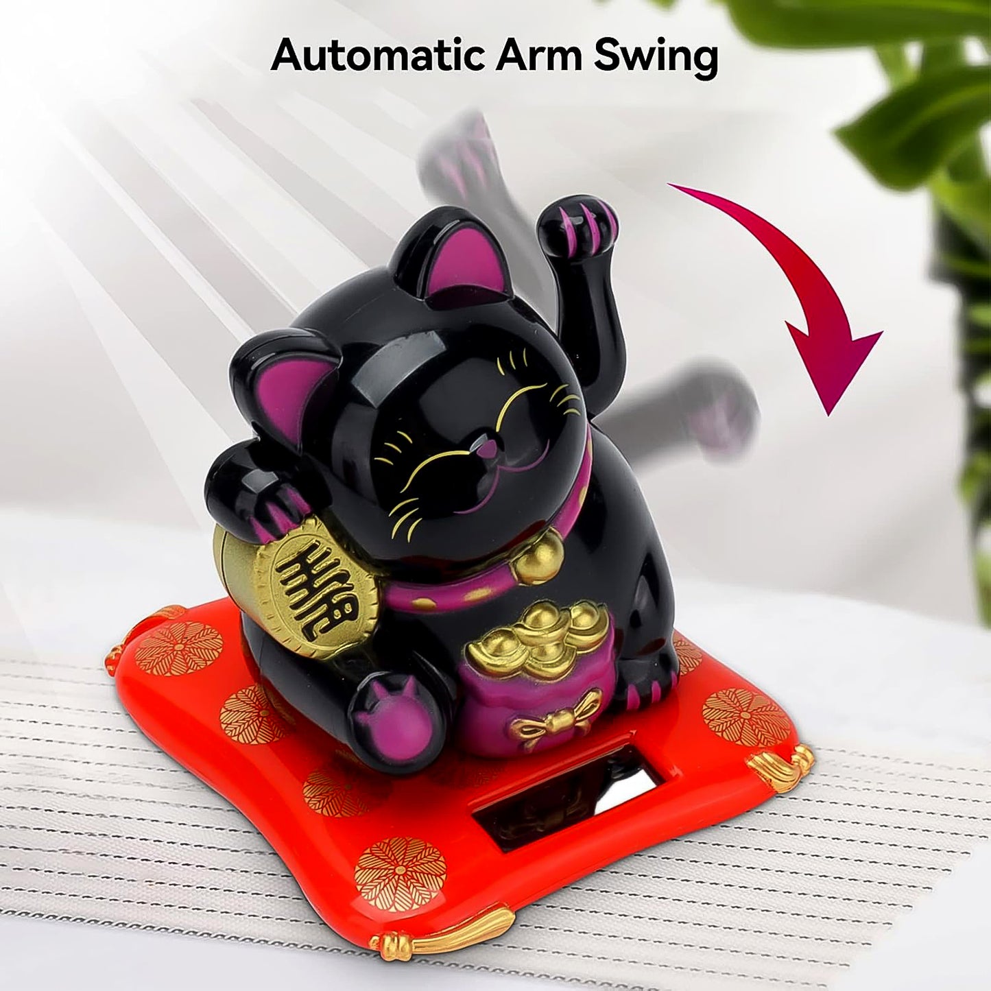 Solar Powered Happy Cat Beautiful With Arm Waves Wealth Cat (1 Pc  Mix Color)