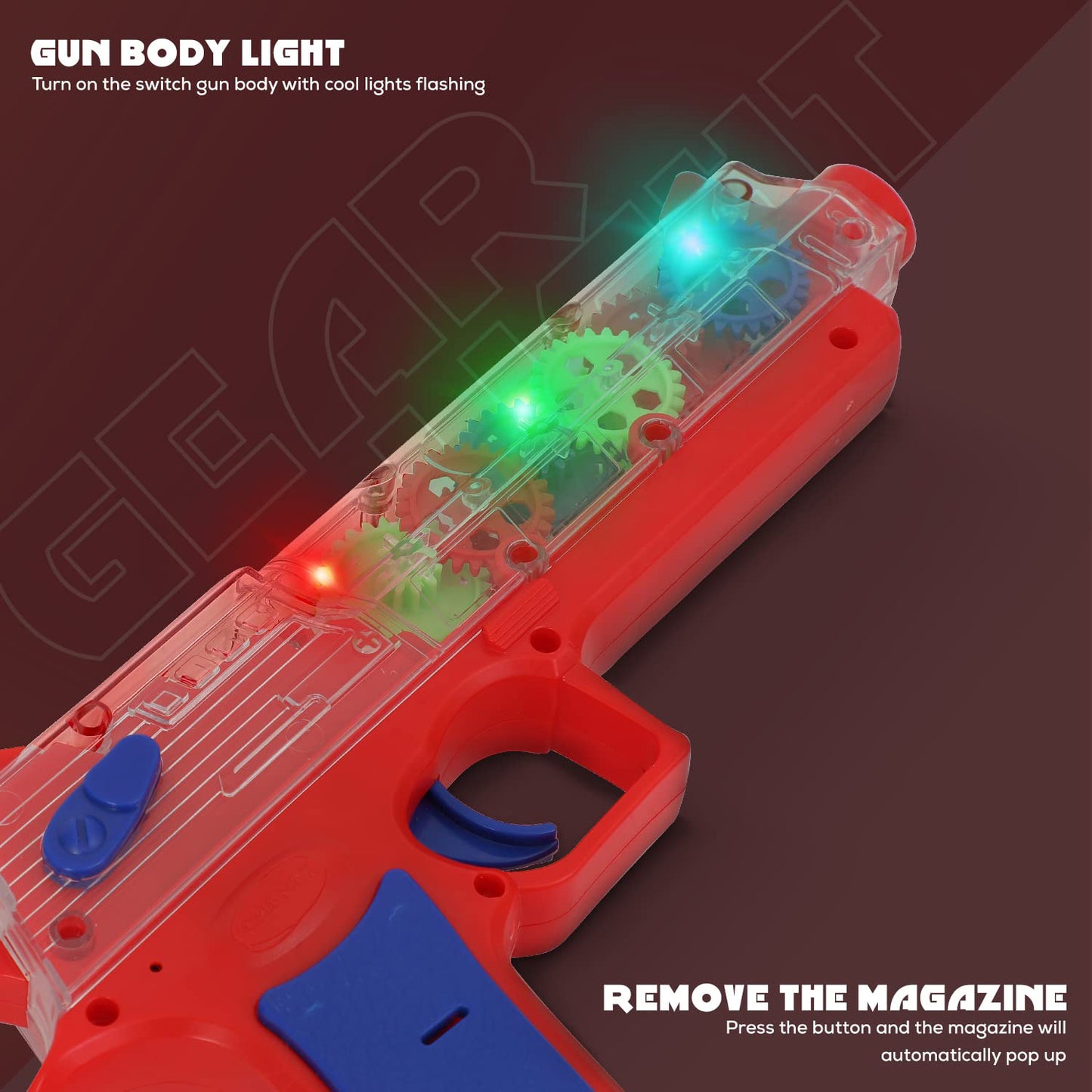 1941 Plastic Gear Simulation Toy Gun For Kids Pretend Play Gun Toys With 3d Flashing Lights And Exciting Music Electric Laser Toy Guns With Rotating Gear Mechanism Toy For Birthday Gift For Kids 3+ Years (Pack Of 1)