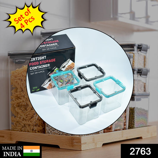 2763 4pc Square Container 700ml Used For Storing Types Of Food Stuffs And Items.