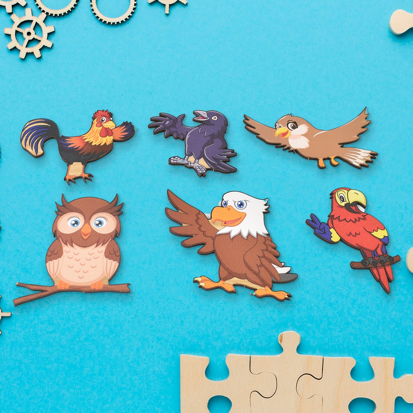 Wooden Bird Puzzle Learning Educational Board (1 Set  2820 Cm)