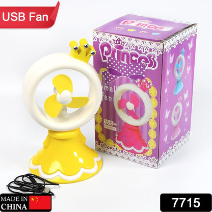 7715 Princess Portable Fan Bright Color Desktop Office Usb  Battry Operate Fan (Battery Not Include)