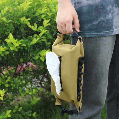 Outdoor camping wet tissue paper box camouflage waterproof canvas tissue bag square hand-held tissue storage bag