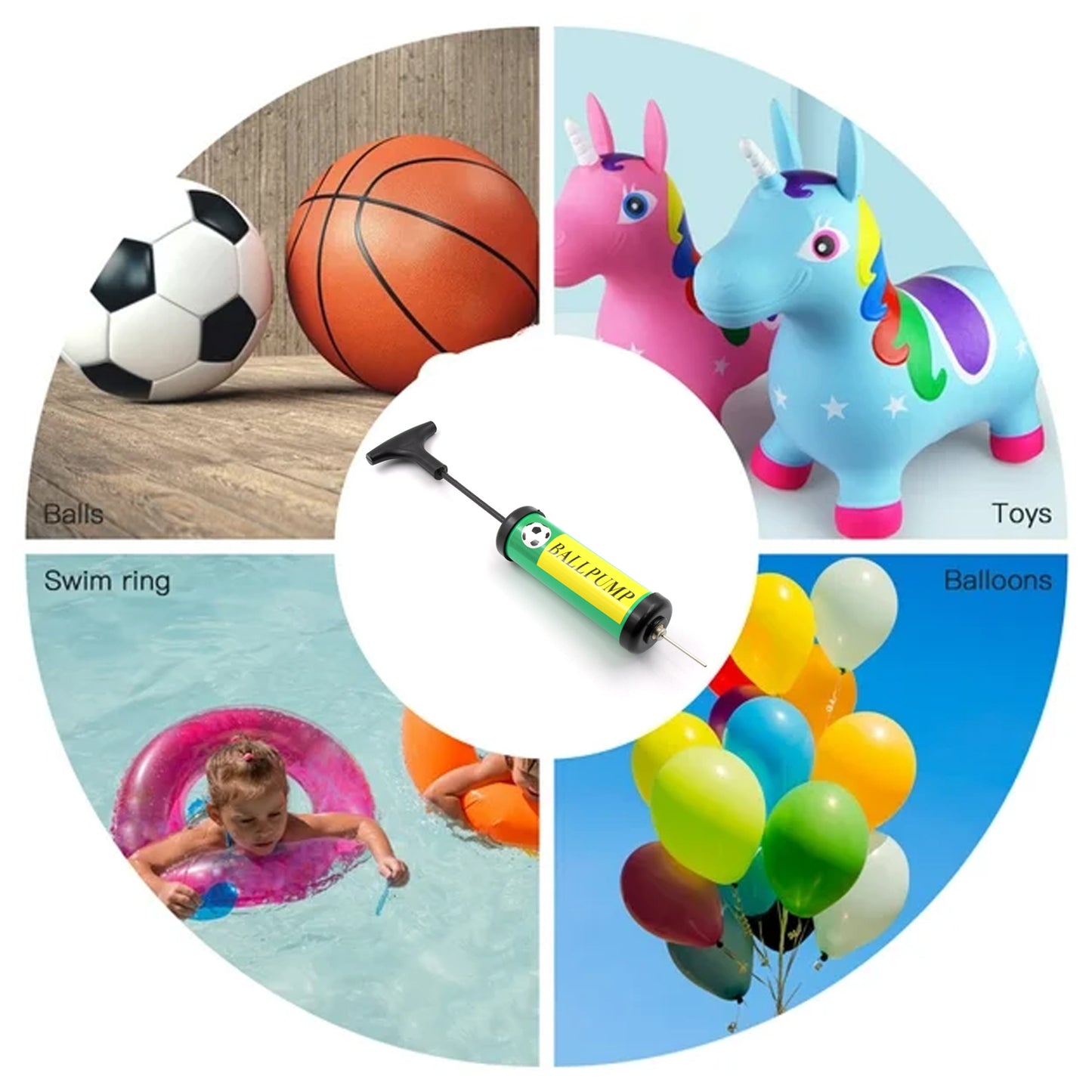 9333 Inflator Air Ball Pump Soft Bouncing Ball Development Kids Toy Sports Plastic Pump For Soccer Basketball Football Volleyball Ball (17 Cm)