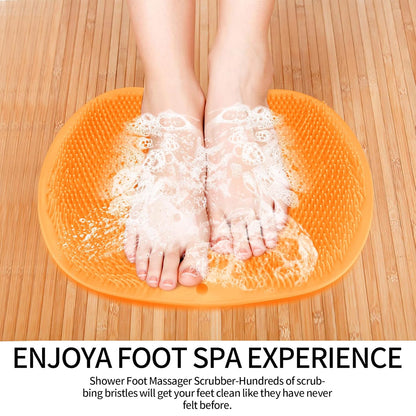 Yellow Silicone Bath Massage Cushion  Suction Cup Exfoliating Foot Scrubber  Mat